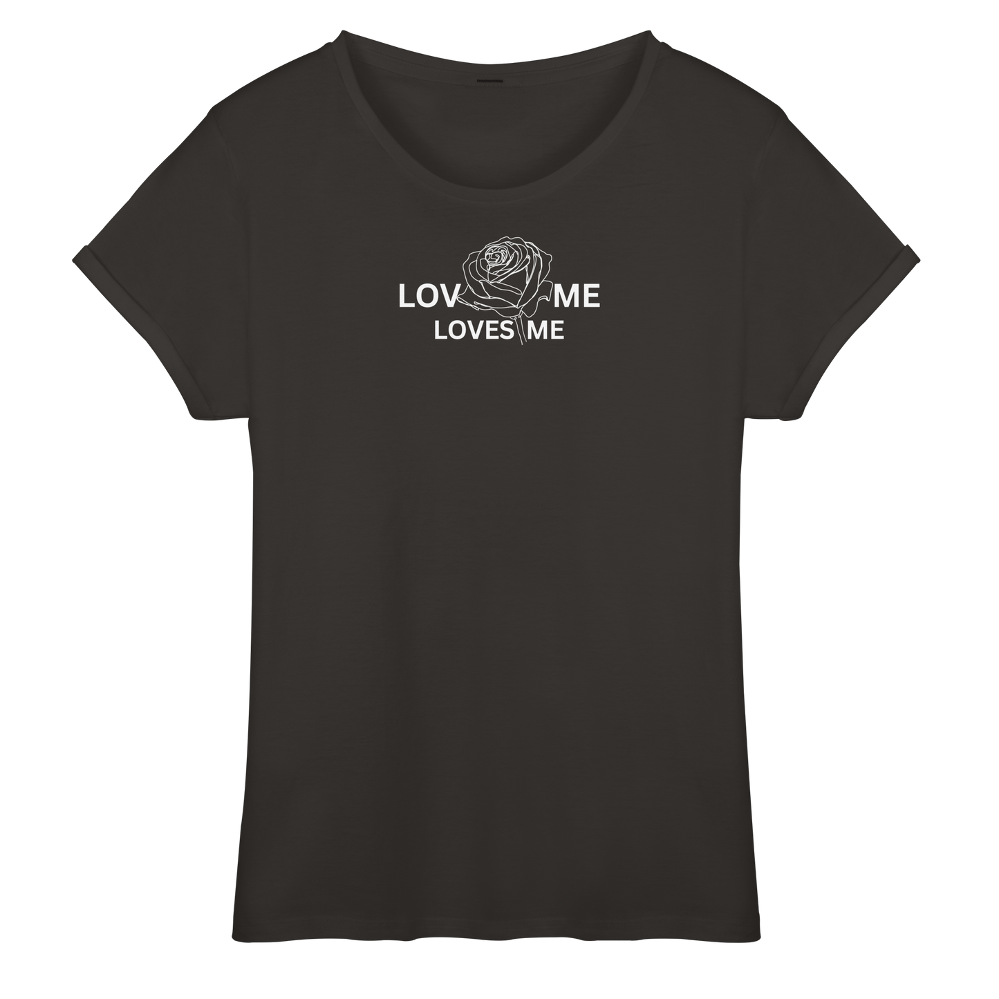 LOVES ME (Schwarz) - Womens Roll-Up T-Shirt