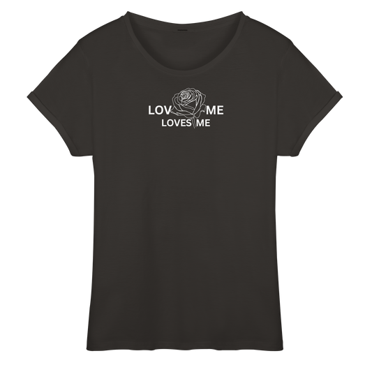 LOVES ME (Schwarz) - Womens Roll-Up T-Shirt