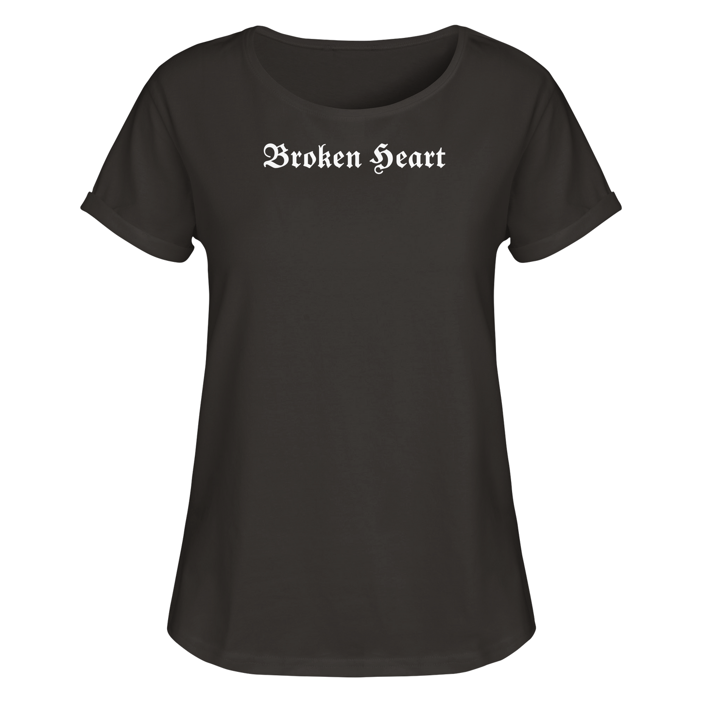 Broken Heart Black - Womens Roll-Up T-Shirt