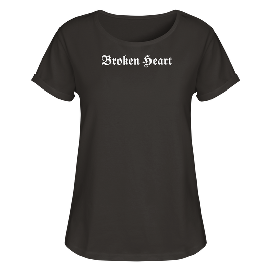 Broken Heart Black - Womens Roll-Up T-Shirt