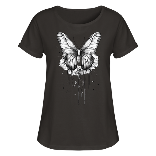 Schmetterlings Träume (nur Vorderseite Druck) - Womens Roll-Up T-Shirt