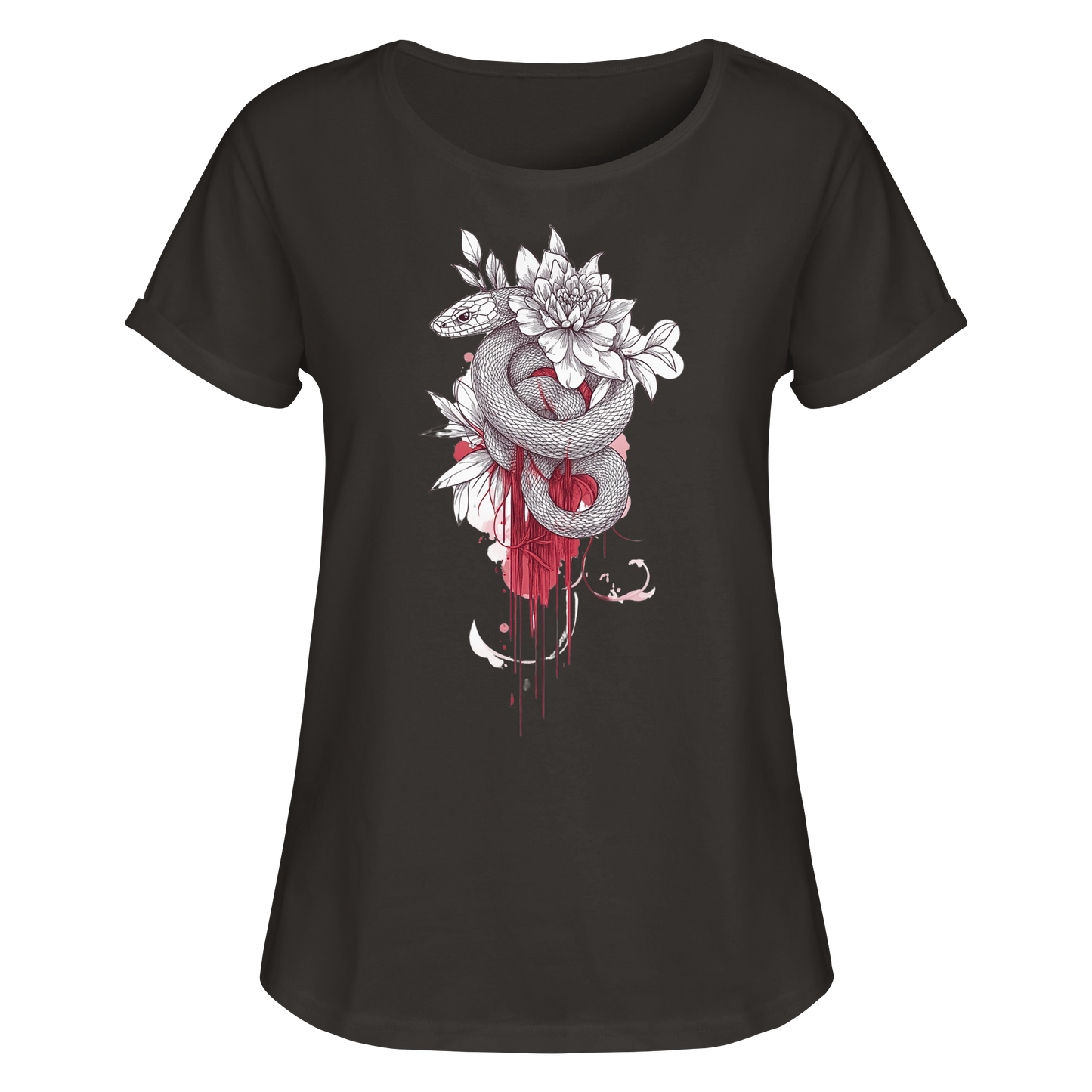 Schlange nur Vorderseiten Druck - Womens Roll-Up T-Shirt