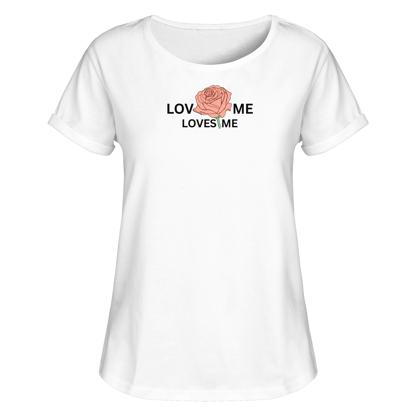 LOVES ME (Rote Rose) - Womens Roll-Up T-Shirt