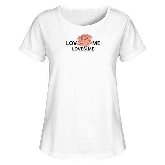 LOVES ME (Rote Rose) - Womens Roll-Up T-Shirt
