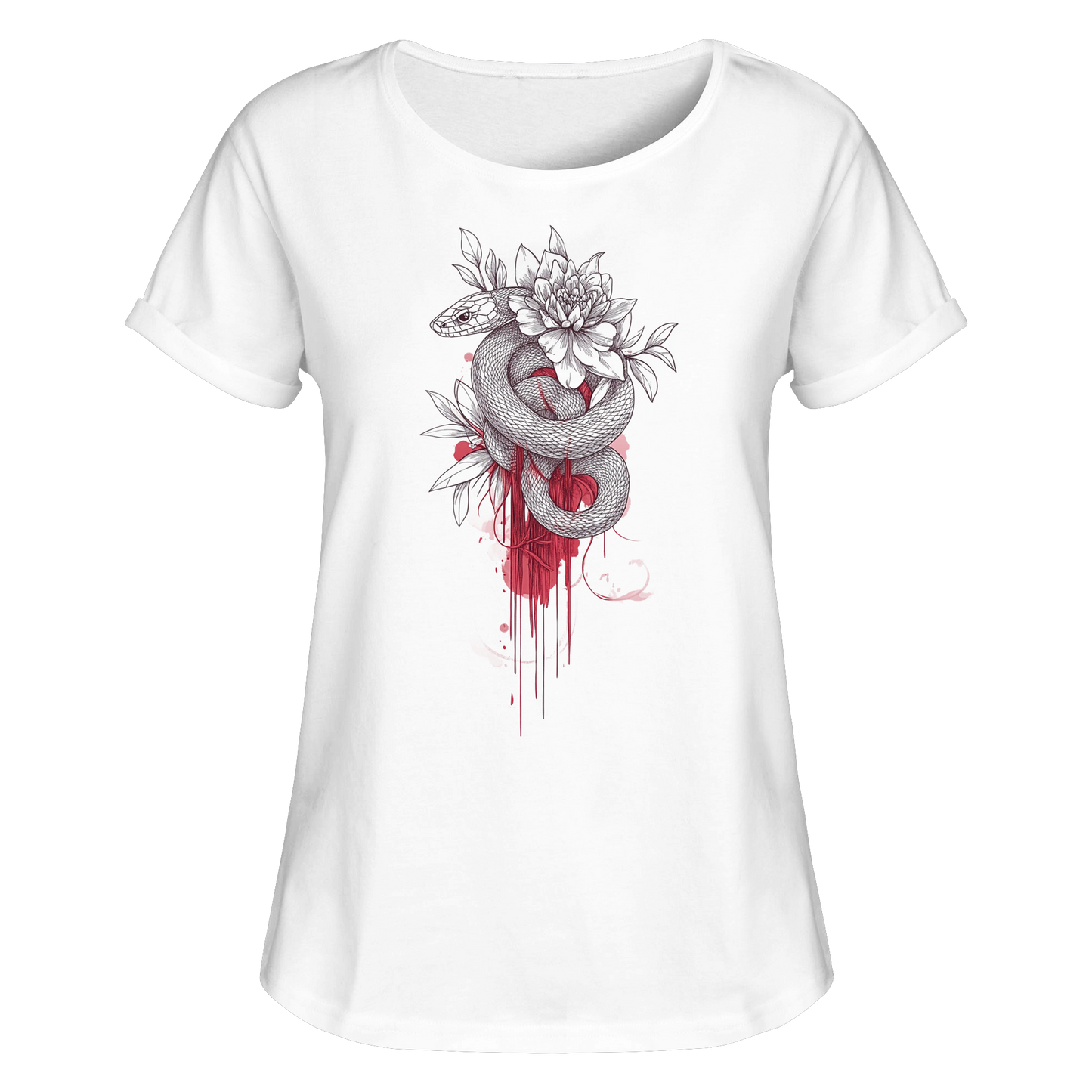 Schlange nur Vorderseiten Druck - Womens Roll-Up T-Shirt